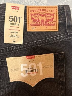 Levi's 501 Women's High-Rise Shorts — Black Denim